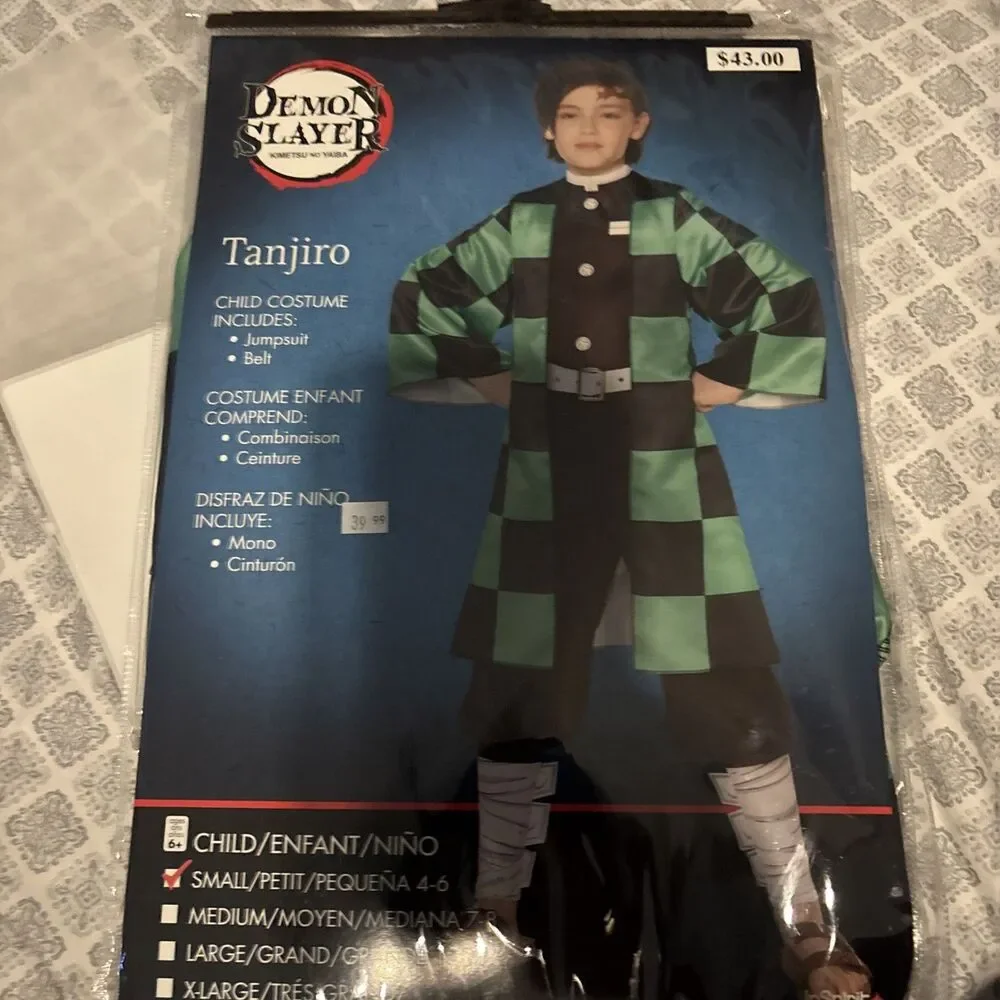 Demon Slayer Tanjiro Costume Anime Child Small 4-6 New